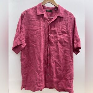 Joseph Abboud Men's Linen Casual Pink Button-Down Shirt